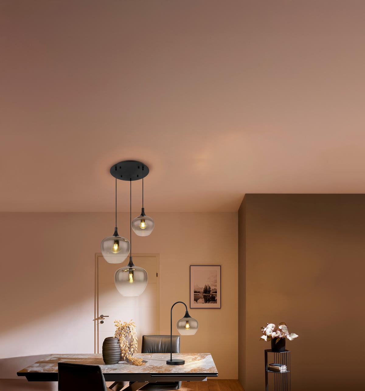 LAMPA WISZĄCA MAJKA - czarny, Design, metal/szkło (100/18/120cm) - Globo