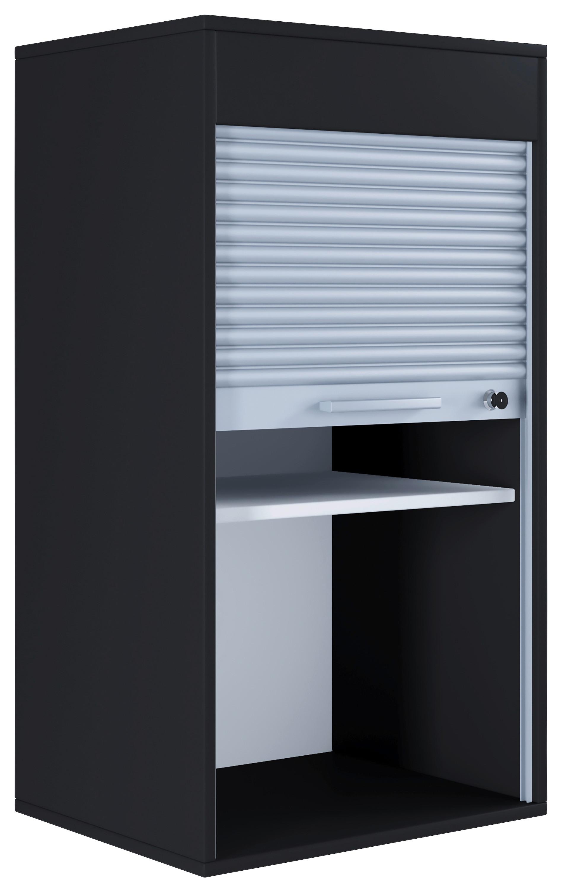 Pisarniška Omara Aktos L, Črna - siva/črna, Moderno, umetna masa/leseni material (50/93/40cm) - MID.YOU