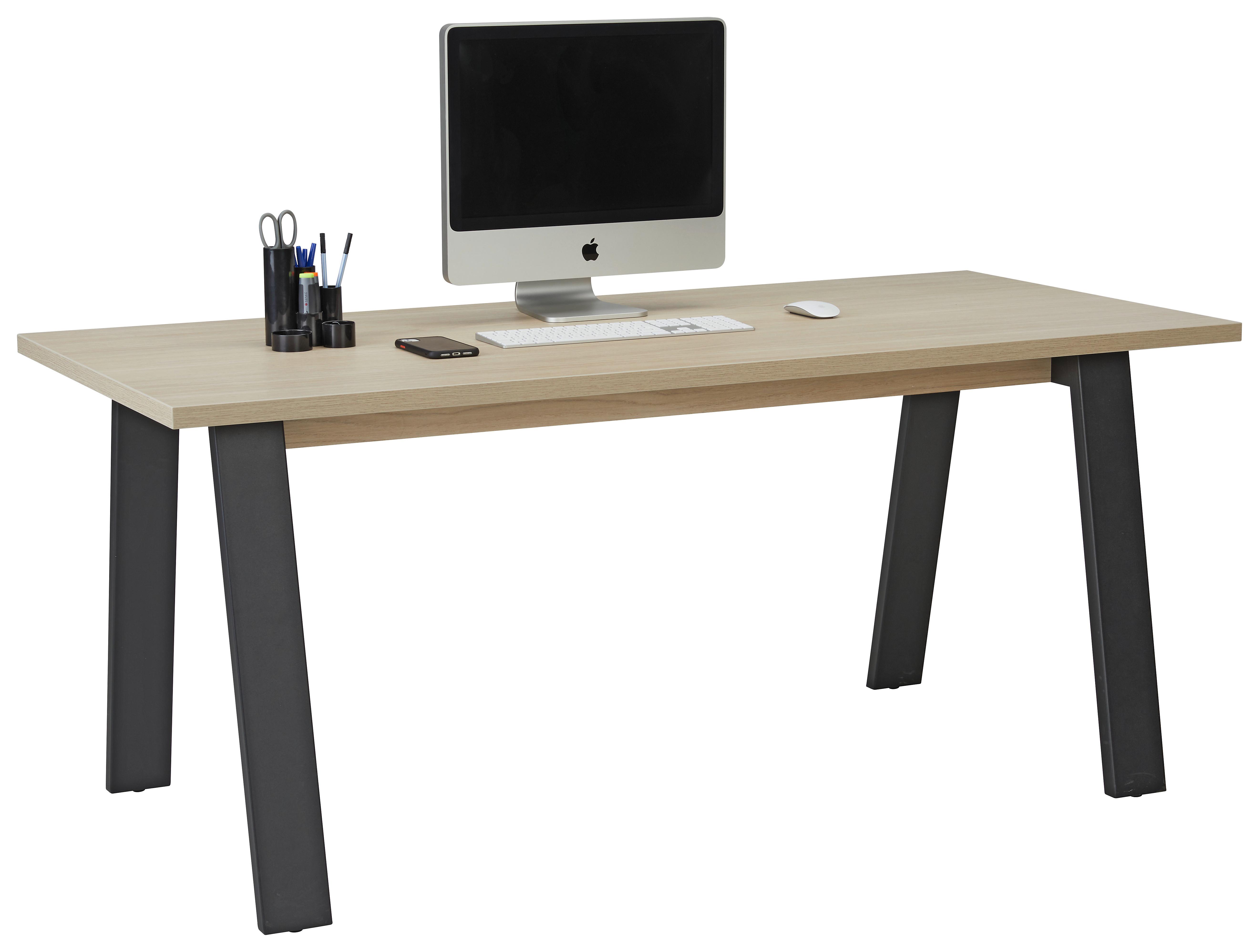 Schreibtisch in Schwarz/Eichefarben - Eichefarben/Schwarz, Modern, Holzwerkstoff/Metall (172/75/80cm) - Mömax