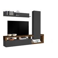 Szekrénysor Dallas - sötétbarna/antracit, Basics, faalapú anyag (219/173/35cm)