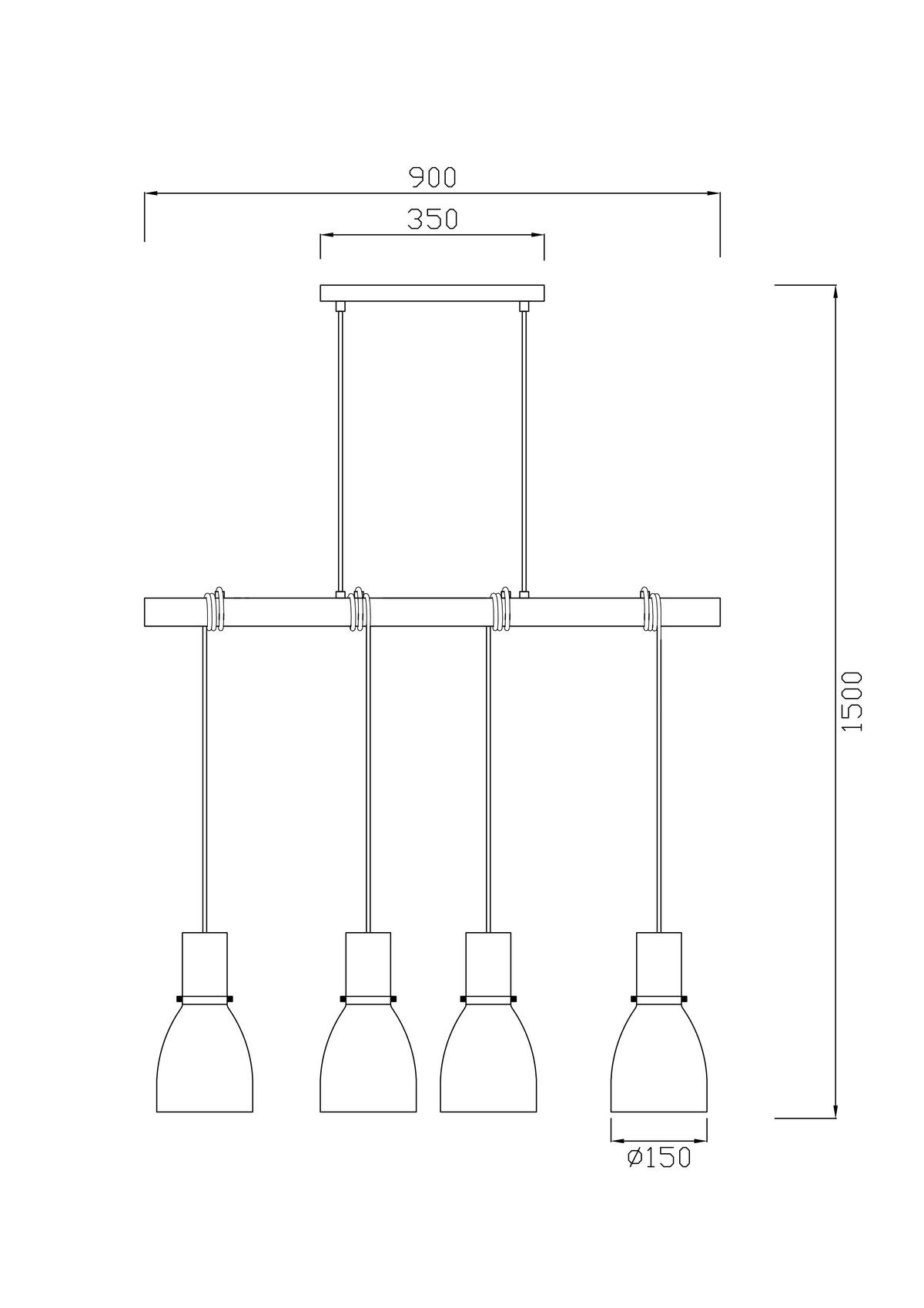 LAMPA WISZĄCA ISCHGL - kolor naturalny/czarny, Trend, metal/drewno (90/15/150cm)