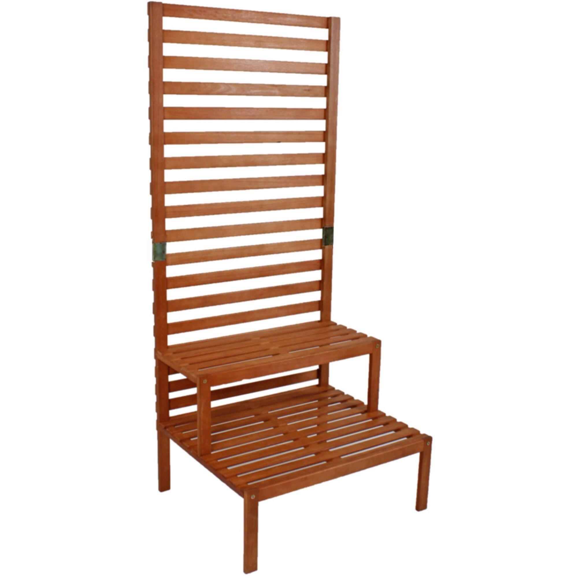 Sichtschutz mit Pflanztreppe ca.76x180x66cm Eukalyptusholz - Eukalyptusholzfarben, Basics, Holz (76/180/66cm) - Gardenson