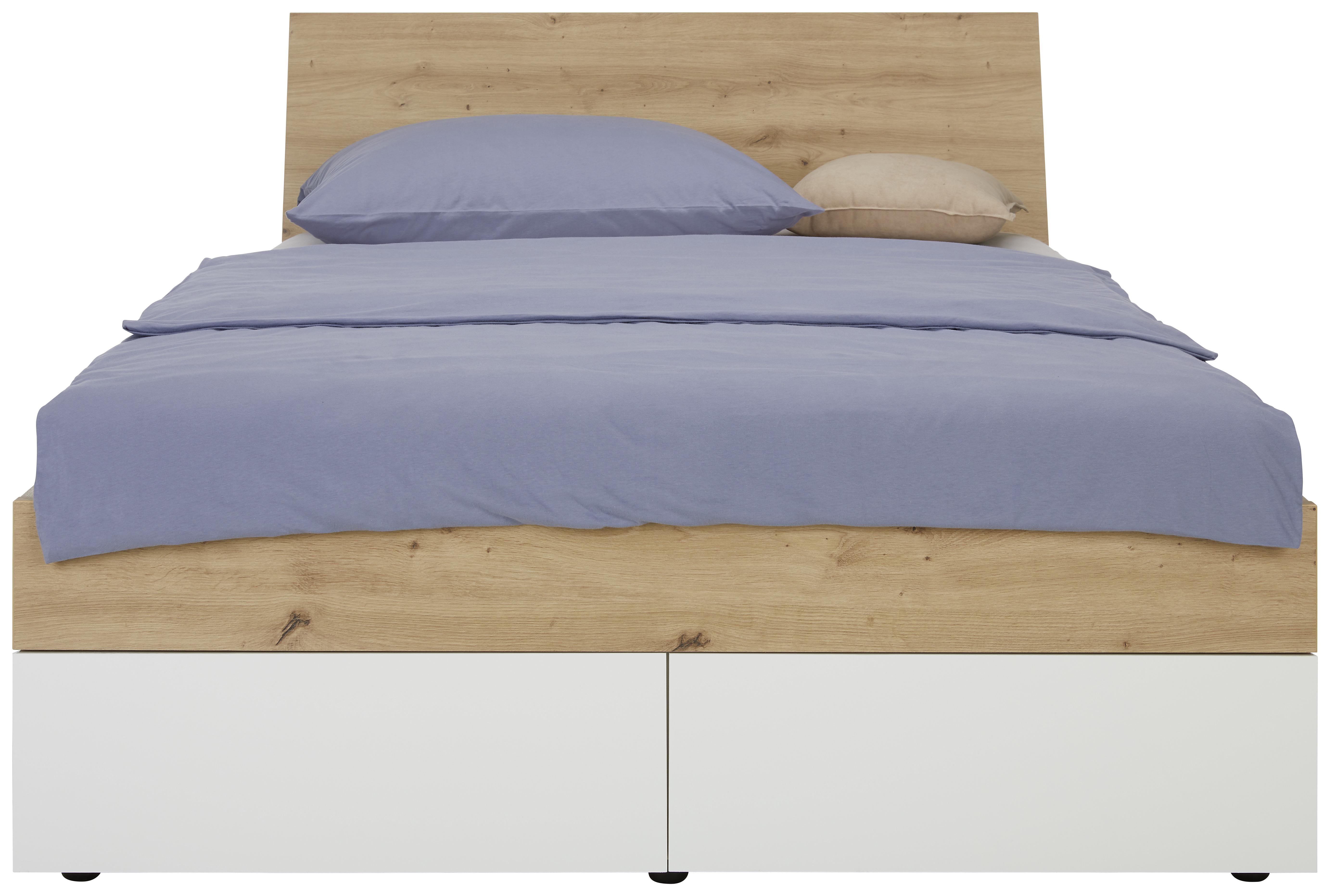 Stauraumbett ca. 120x200cm - Eichefarben/Weiß, KONVENTIONELL, Holzwerkstoff (120/200cm) - Mömax