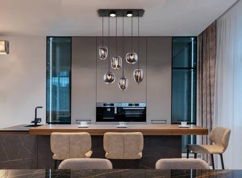 LED-Hängeleuchte Blacky Opal/Schwarz max. 21 Watt - Opal/Schwarz, Design, Glas/Kunststoff (80/34/120cm) - Globo