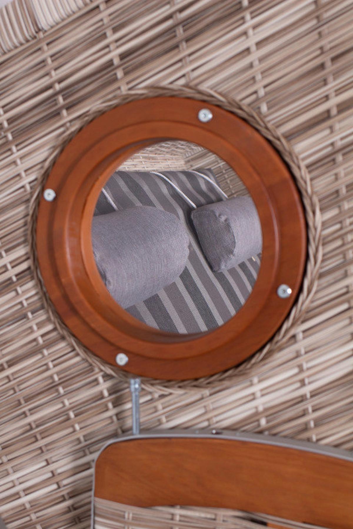 Strandkorb ca. 140x160x80 cm Braun/Grau - Braun/Grau, Basics, Holz/Kunststoff (140/160/80cm) - Gardenson