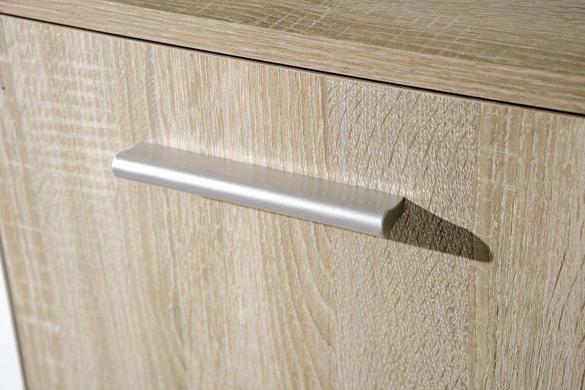 Highboard Egadi Weiß/Eiche - Alufarben/Weiß, Basics, Holzwerkstoff/Kunststoff (77/115/30cm) - MID.YOU