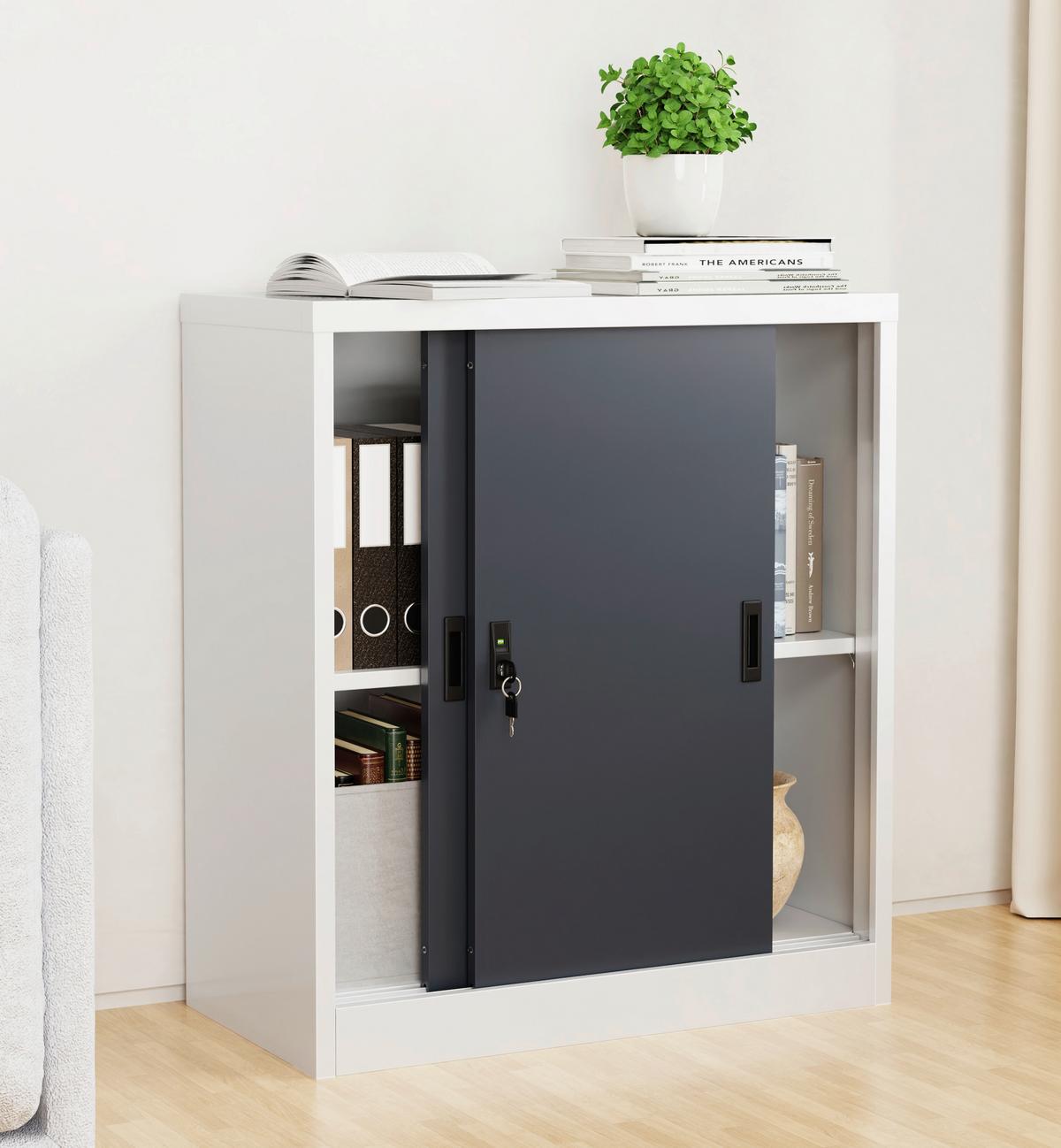 Aktenschrank Malivo - Weiss/Anthrazit, Konventionell, Metall (80/90/40cm) - MID.YOU