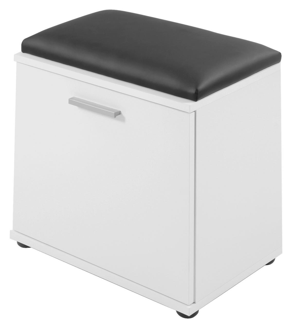 Garderobenbank Jakob ca.48,5x49x30cm Weiß,Schwarz - Silberfarben/Schwarz, LIFESTYLE, Holzwerkstoff/Kunststoff (48,5/49/30cm) - MID.YOU