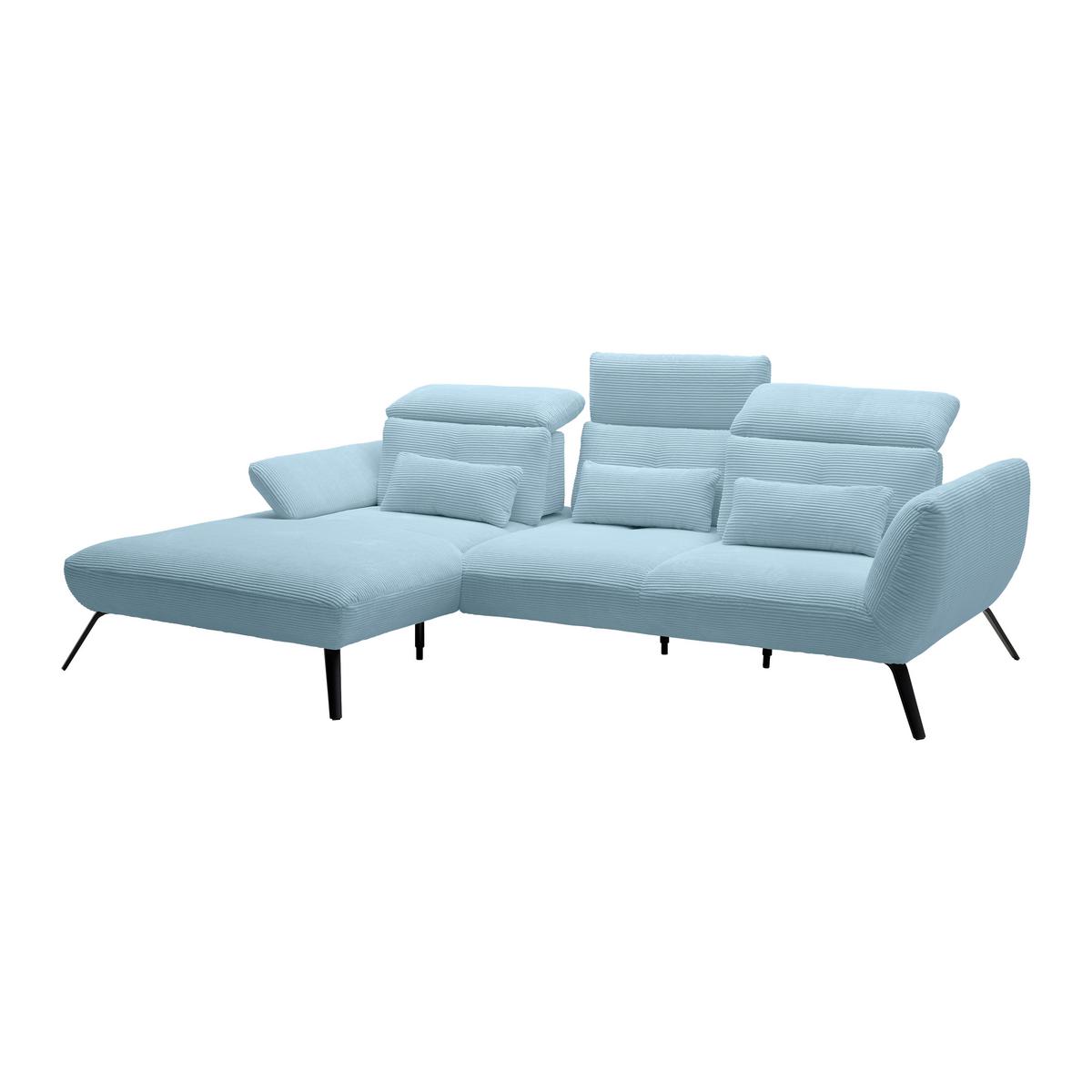 Wohnlandschaft Seattle Blaugrau - Blaugrau/Schwarz, MODERN, Holzwerkstoff/Textil (196/301cm) - Premium Living