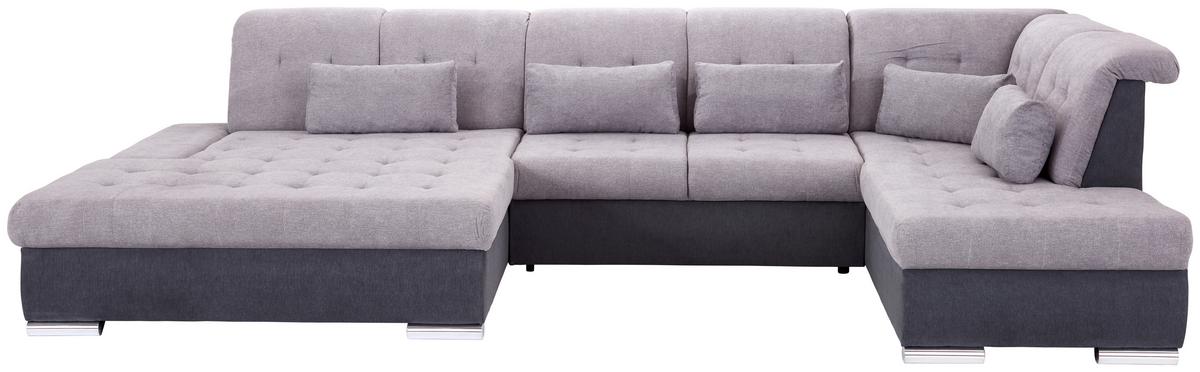 Kutna Garnitura Madera - siva/srebrne boje, Moderno, tekstil/plastika (190/358/212cm) - Premium Living