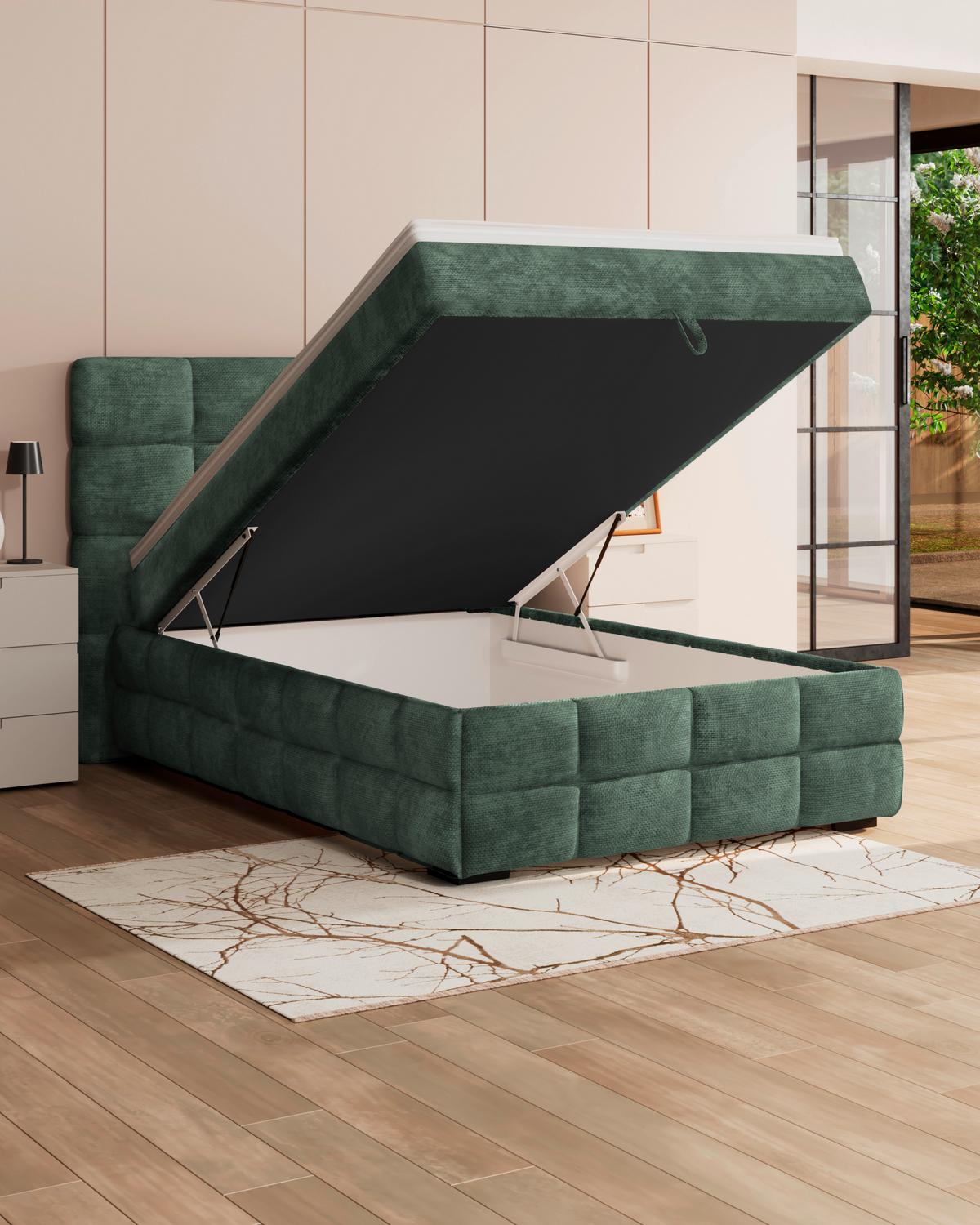 PAT BOX VEGA - verde, Trend, lemn/textil (140/200cm) - Modern Living