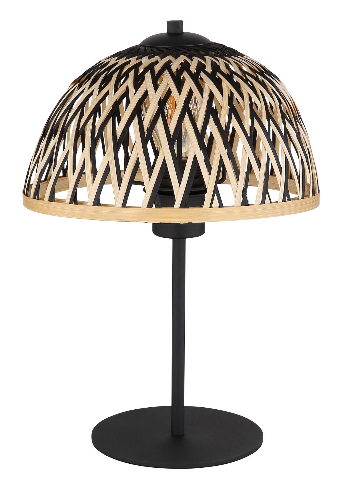 Tischleuchte Colly max. 15 Watt - Schwarz/Naturfarben, Natur, Naturmaterialien/Metall (25/37cm) - Globo