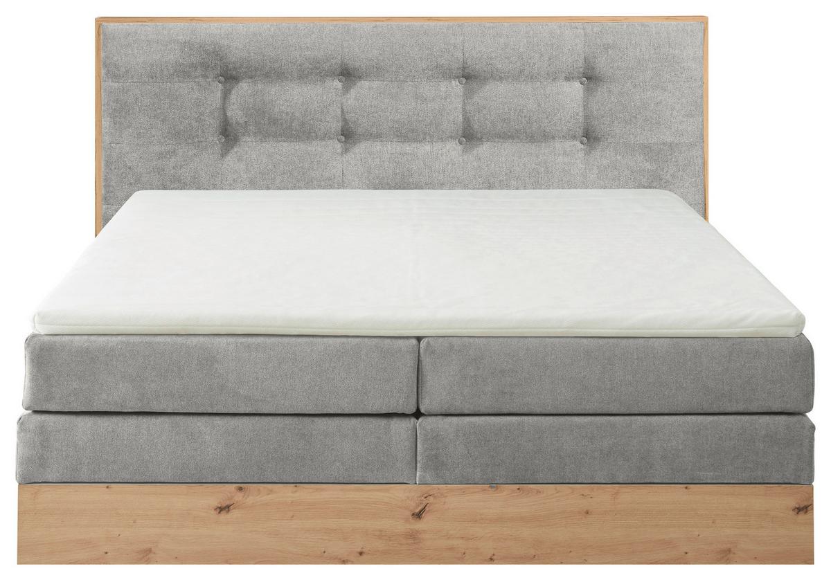 Boxspringbett Preston ca. 180x200 Hellgrau - Hellgrau, MODERN, Holz/Holzwerkstoff (180/200cm) - Livetastic