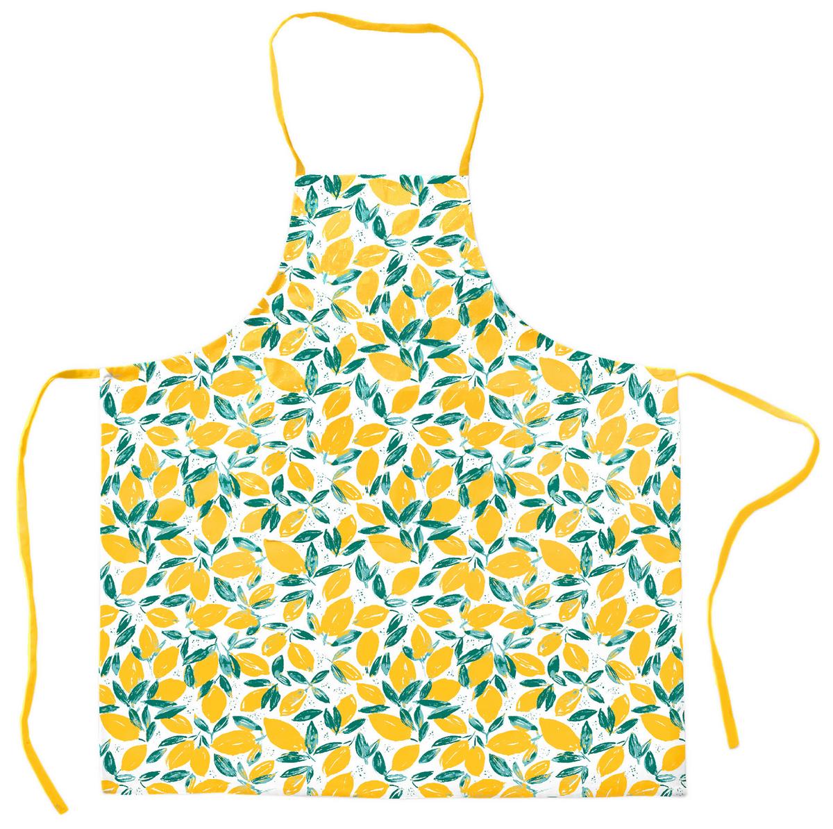 Kötény Zitrone - sárga/fehér, textil (70/90cm)