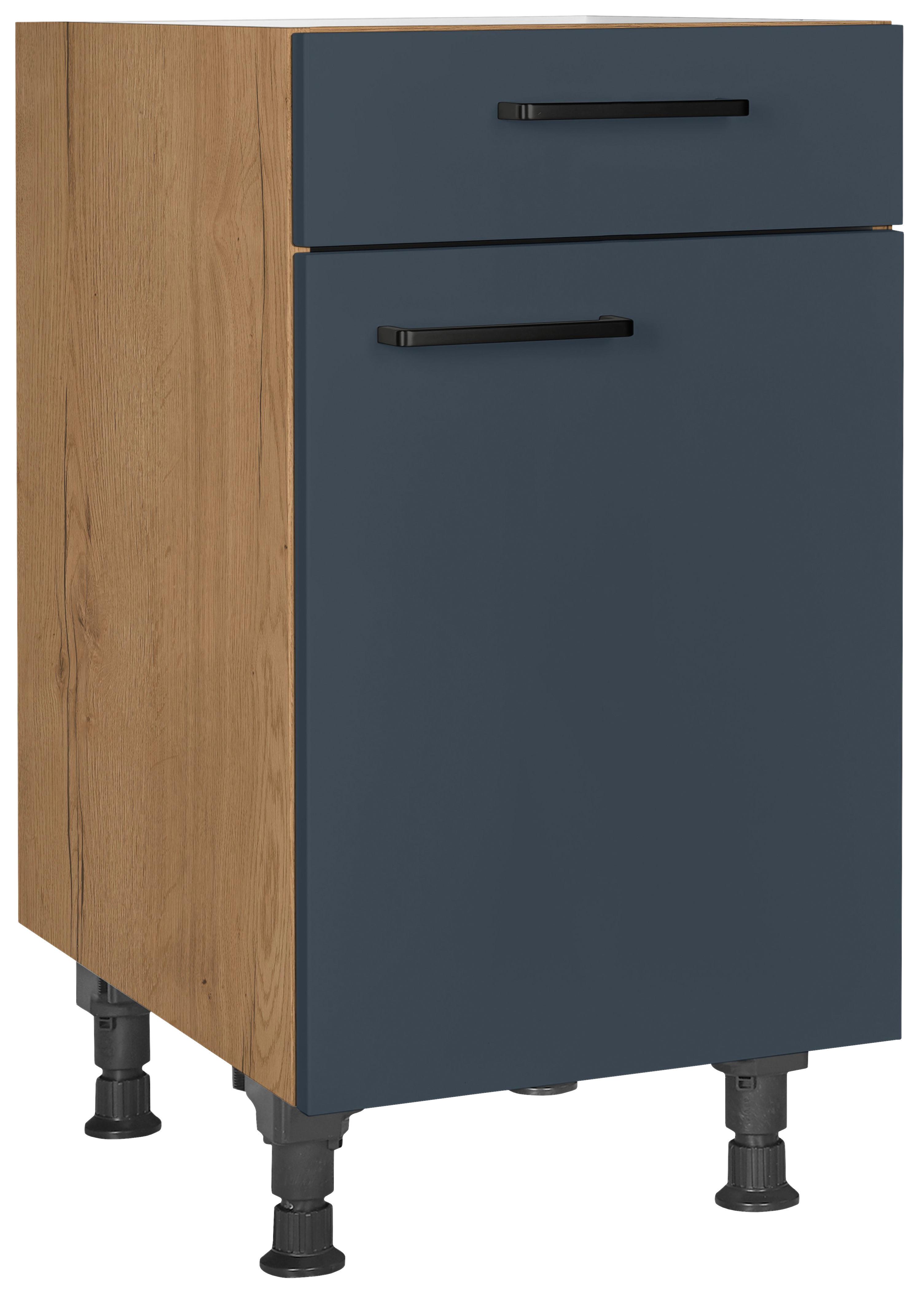 Schubkastenunterschrank Easytouch Blau - Blau/Eichefarben, MODERN, Holzwerkstoff/Metall (45/87/56cm) - Nobilia