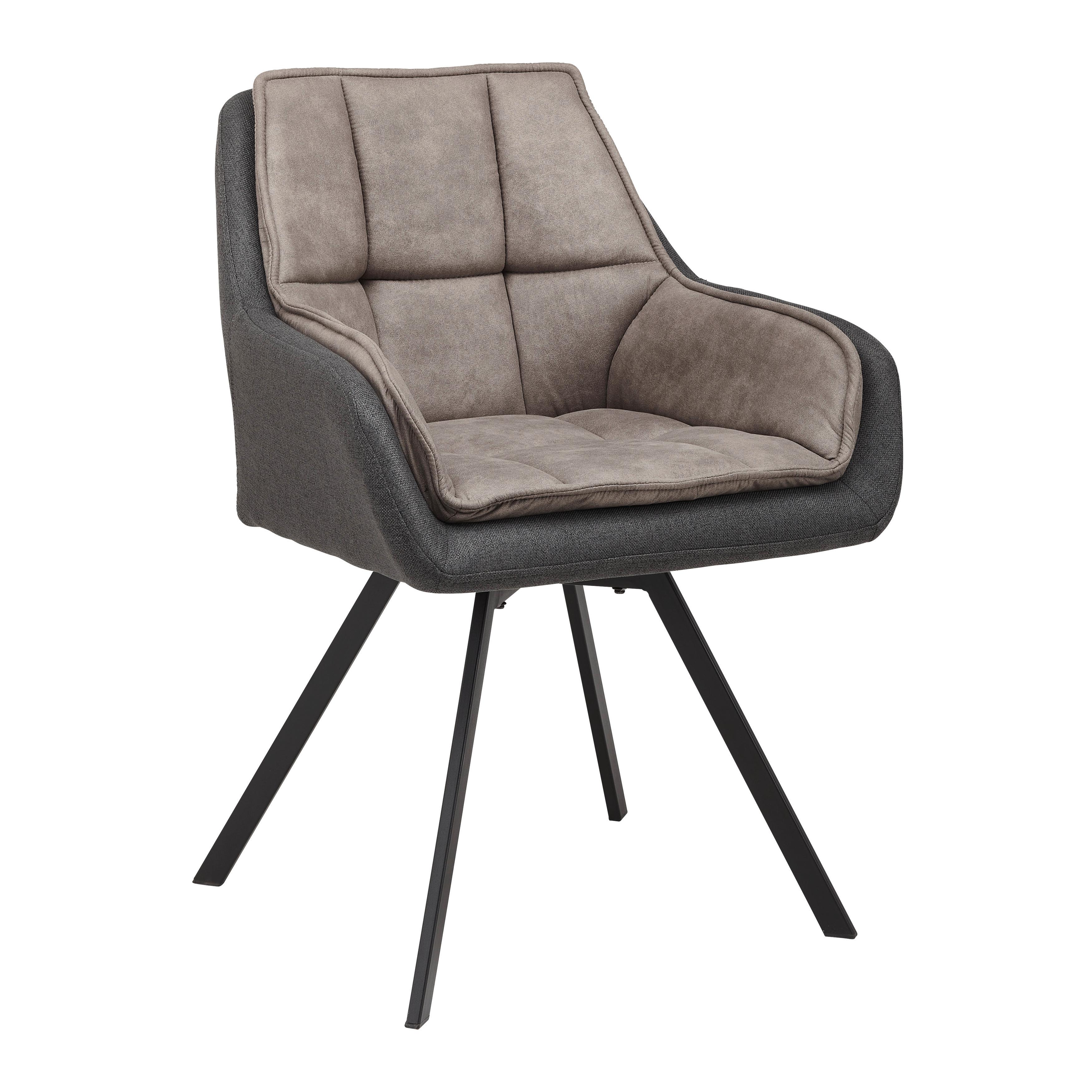 Naslanjač Billy, Siva, Vrtljiv - temno siva/siva, Moderno, kovina/tekstil (62/85/62cm) - Bessagi Home