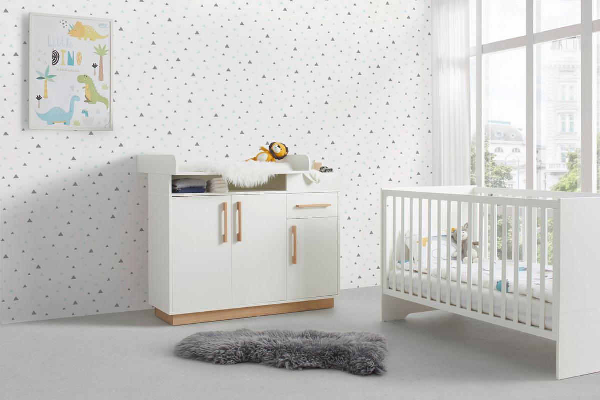 Previjalna Komoda Luna -Exklusiv- - bela/hrast artisan, Konvencionalno, leseni material (117/100cm) - Roba