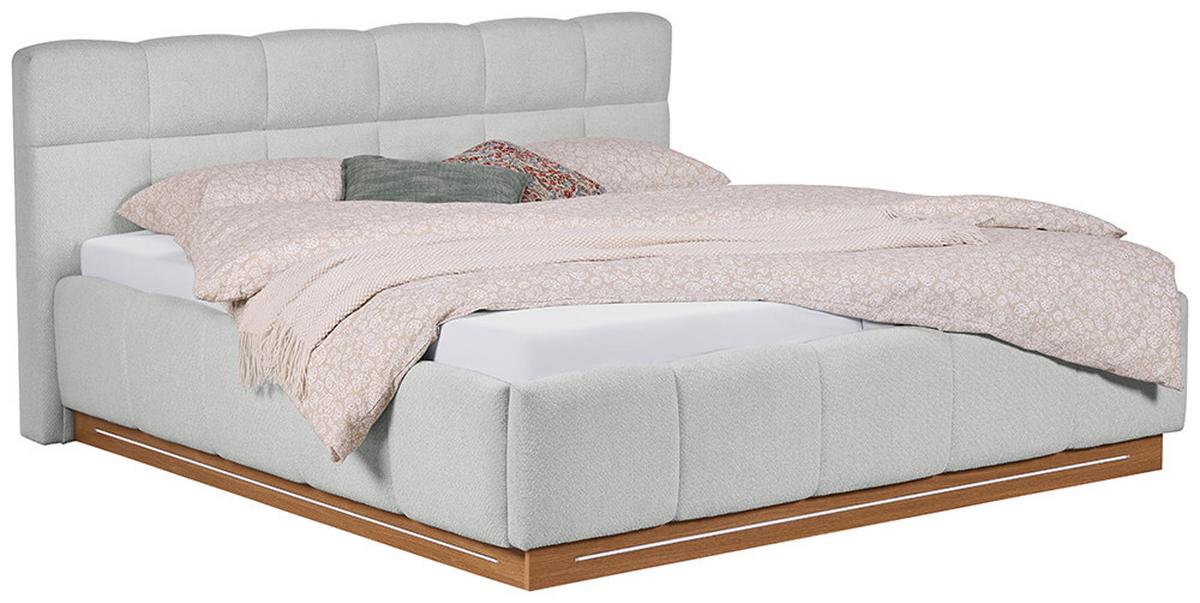 Polsterbett Ascona II Hellgrau ca. 180x200cm - Eichefarben/Hellgrau, KONVENTIONELL, Holzwerkstoff/Textil (180/200cm) - Based