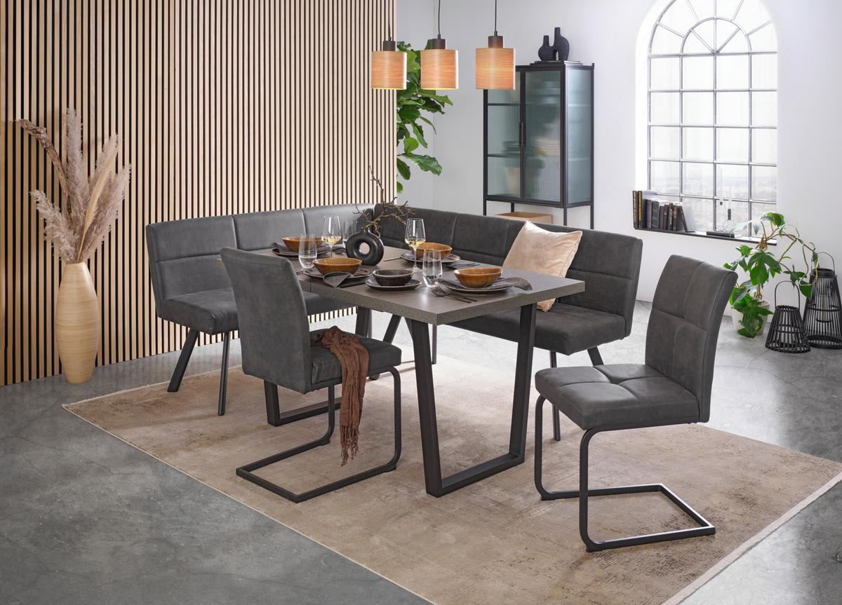 Eckbank Cooper Grau - Schwarz/Grau, MODERN, Textil/Metall (190/85/150cm) - Mömax