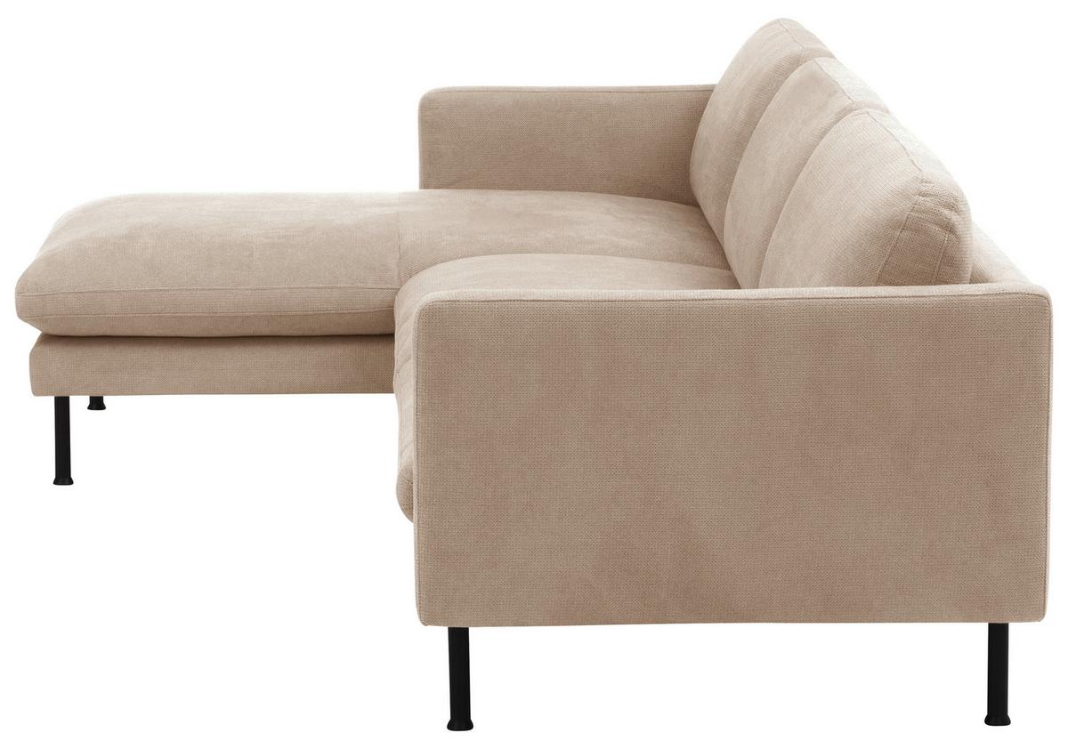 Ecksofa Nathan in Beige Flachgewebe - Beige/Schwarz, MODERN, Textil/Metall (160/286cm) - Max Winzer