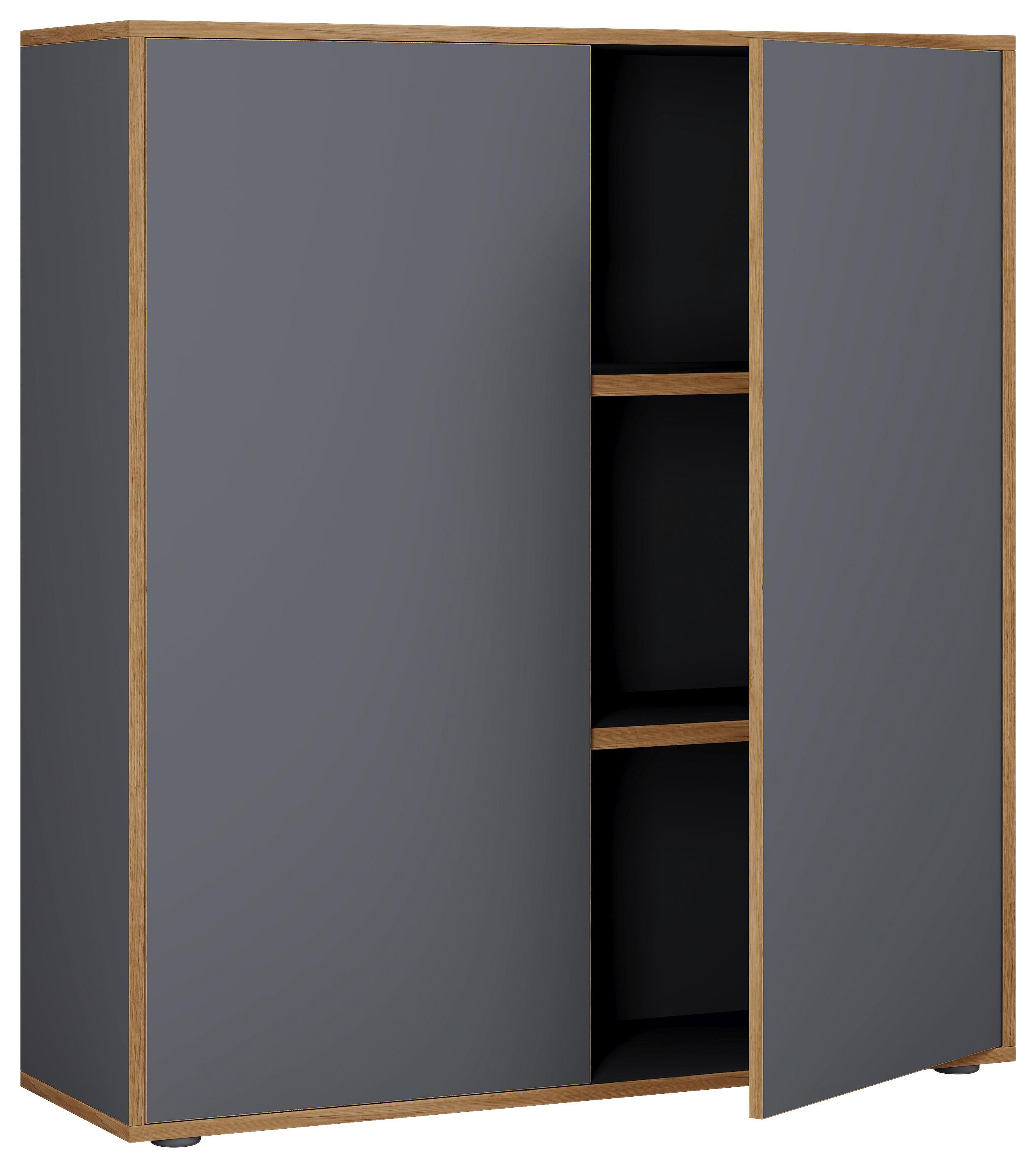 Aktenschrank Salia B100 - Honigeiche/Anthrazit, Design, Holzwerkstoff (100/110/33cm) - P & B