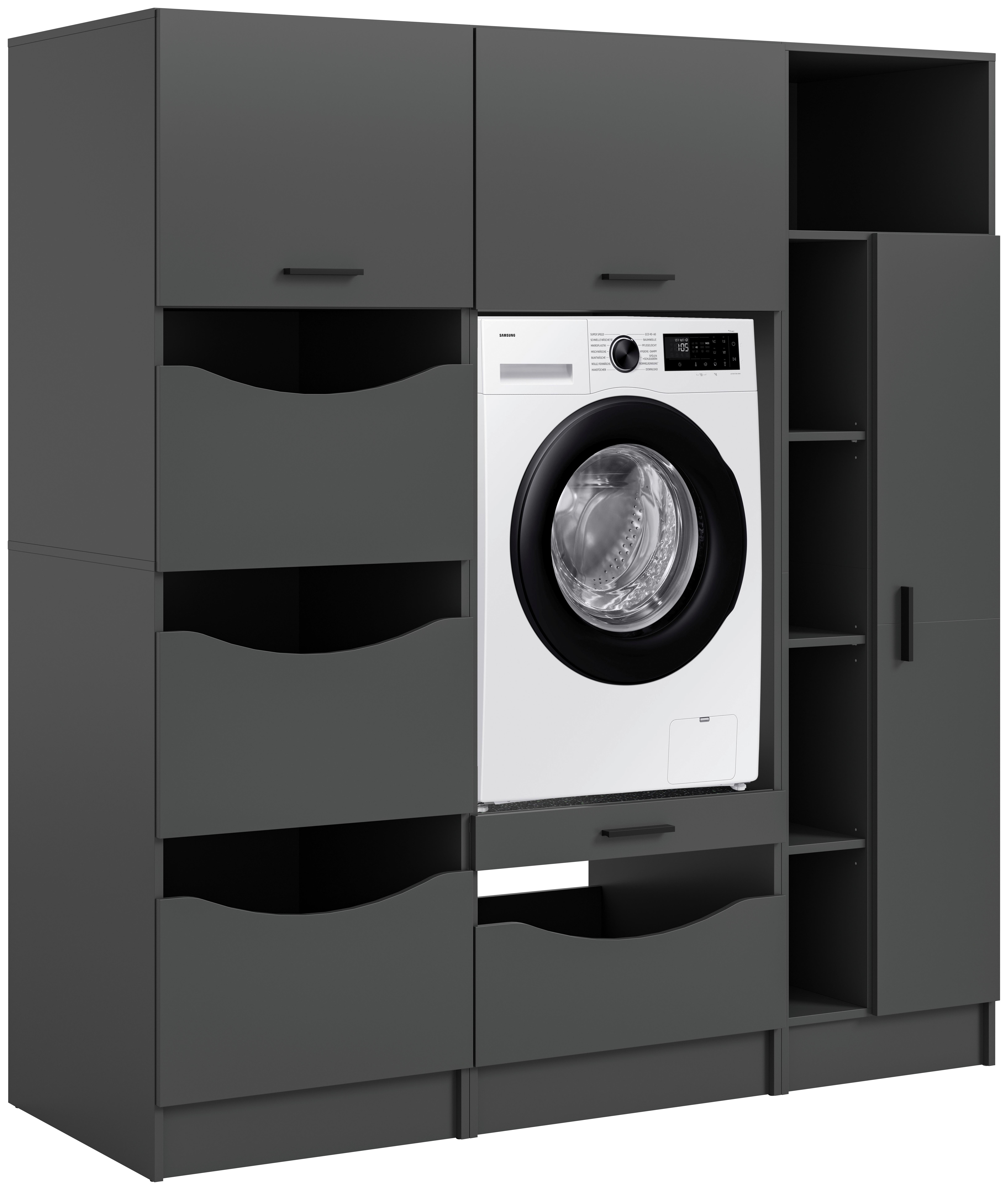 Omara Za Pralni Stroj Free, Antracit - antracit, Basics, leseni material (176/195/68cm) - MID.YOU