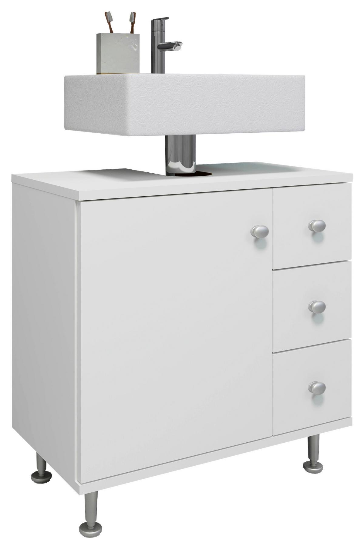 Omarica Za Pod Umivalnik Nilosi M, Bela - srebrne barve/bela, Moderno, umetna masa/leseni material (60/61/33cm) - MID.YOU