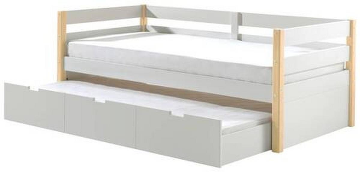 Ausziehbett Holz Margrit ca. 90x200 cm Weiß - Weiß/Kieferfarben, MODERN, Holz/Holzwerkstoff (90/200cm) - MID.YOU