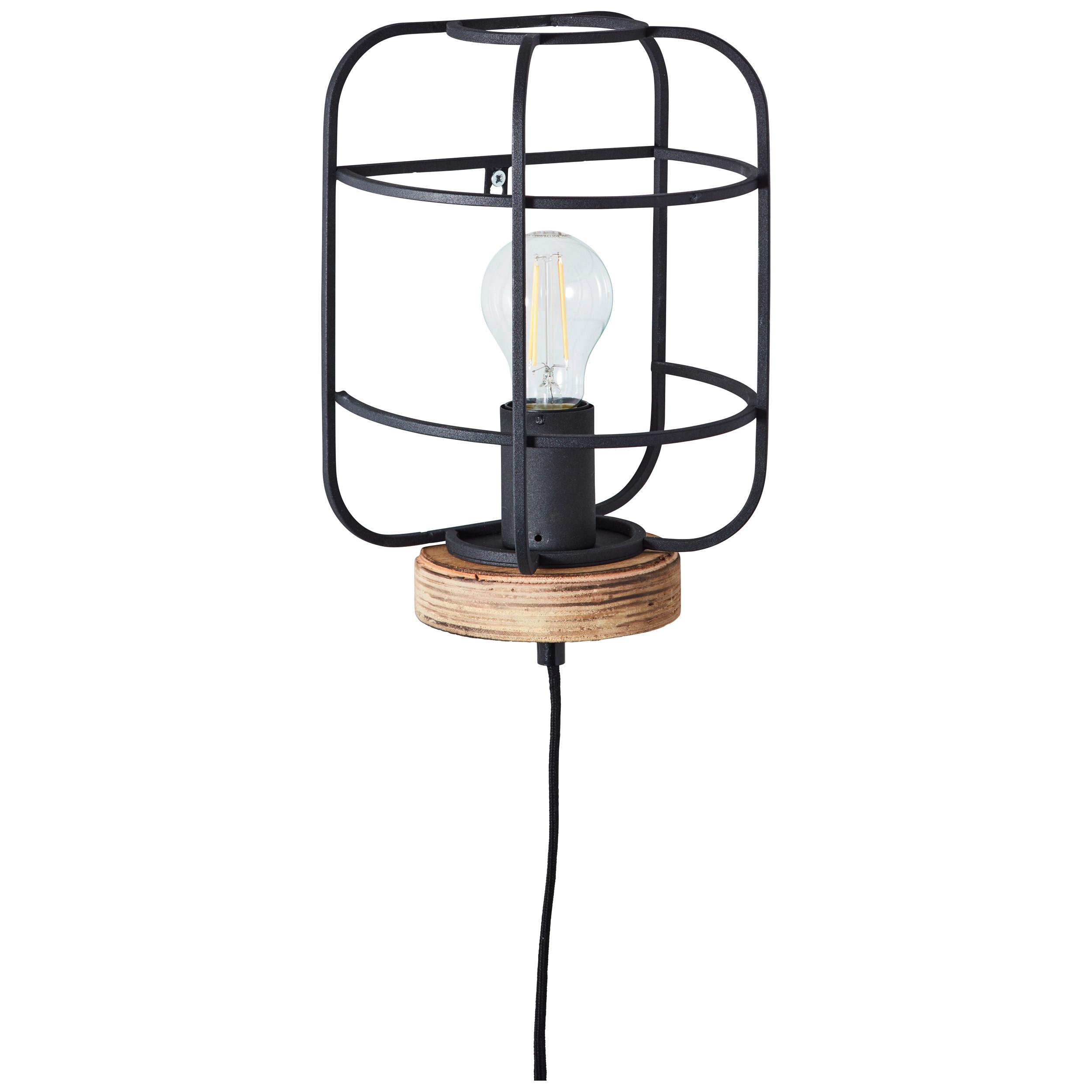 Wandleuchte Gwen Braun/Schwarz max. 52 Watt - Schwarz/Braun, Natur, Holz/Metall (29/19/13,5cm) - Brilliant