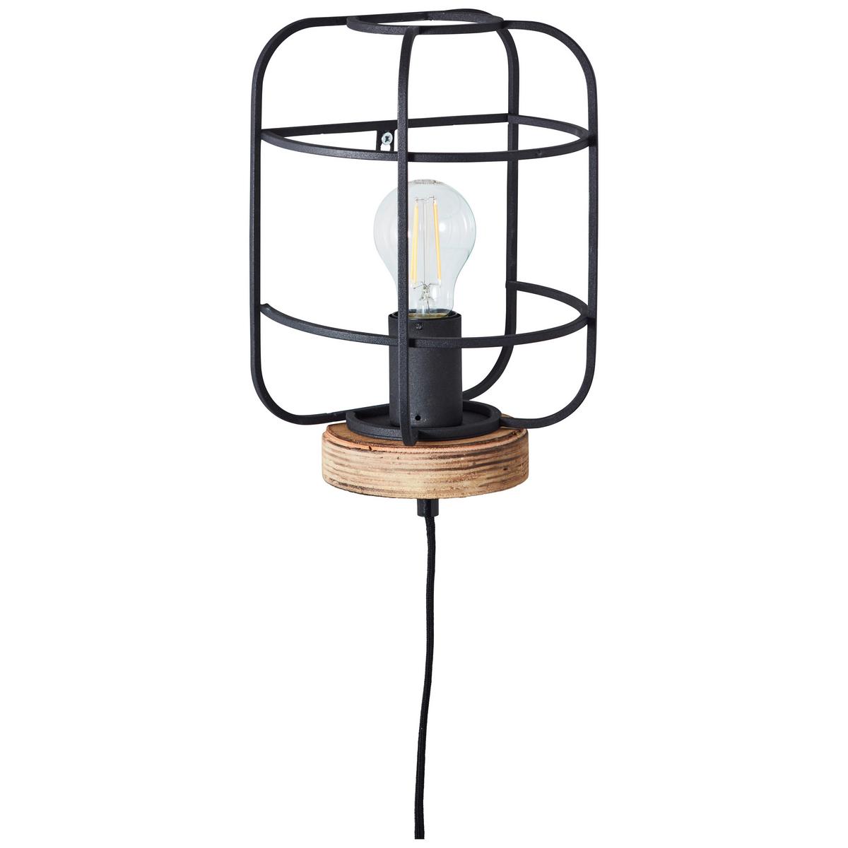 Wandleuchte Gwen Braun/Schwarz max. 52 Watt - Schwarz/Braun, Natur, Holz/Metall (29/19/13,5cm) - Brilliant