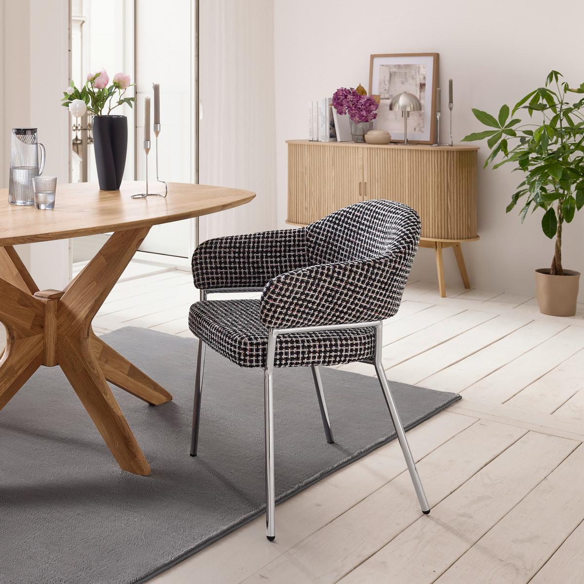 Sessel Coco -Trend- - Chromfarben/Multicolor, Modern, Textil/Metall (60/60/60cm) - Premium Living