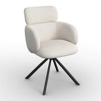 Armlehnstuhl Liora Creme Webstoff Drehbar Gepolstert - Creme/Schwarz, MODERN, Textil/Metall (58/84/61cm) - Bessagi Home