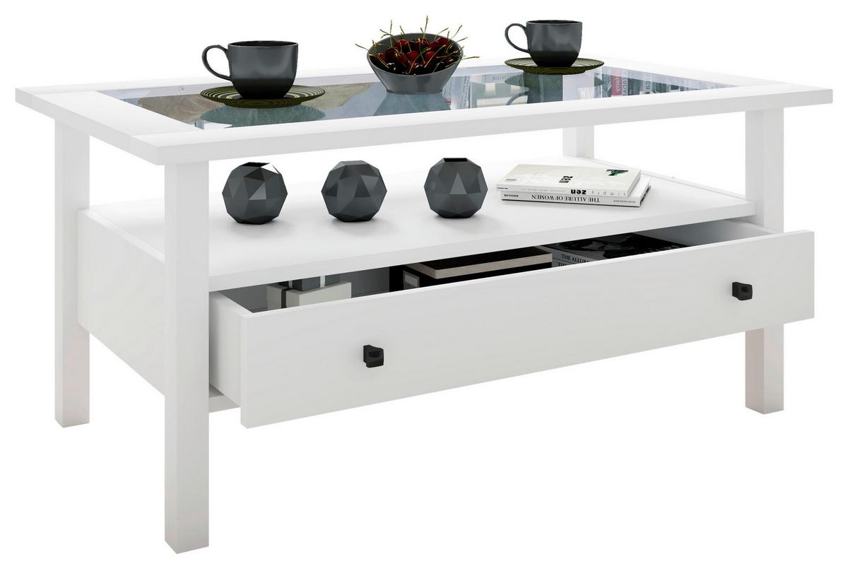 COUCHTISCH LINGIS L - Weiss/Schwarz, Lifestyle, Glas/Holzwerkstoff (90/42/54cm) - MID.YOU