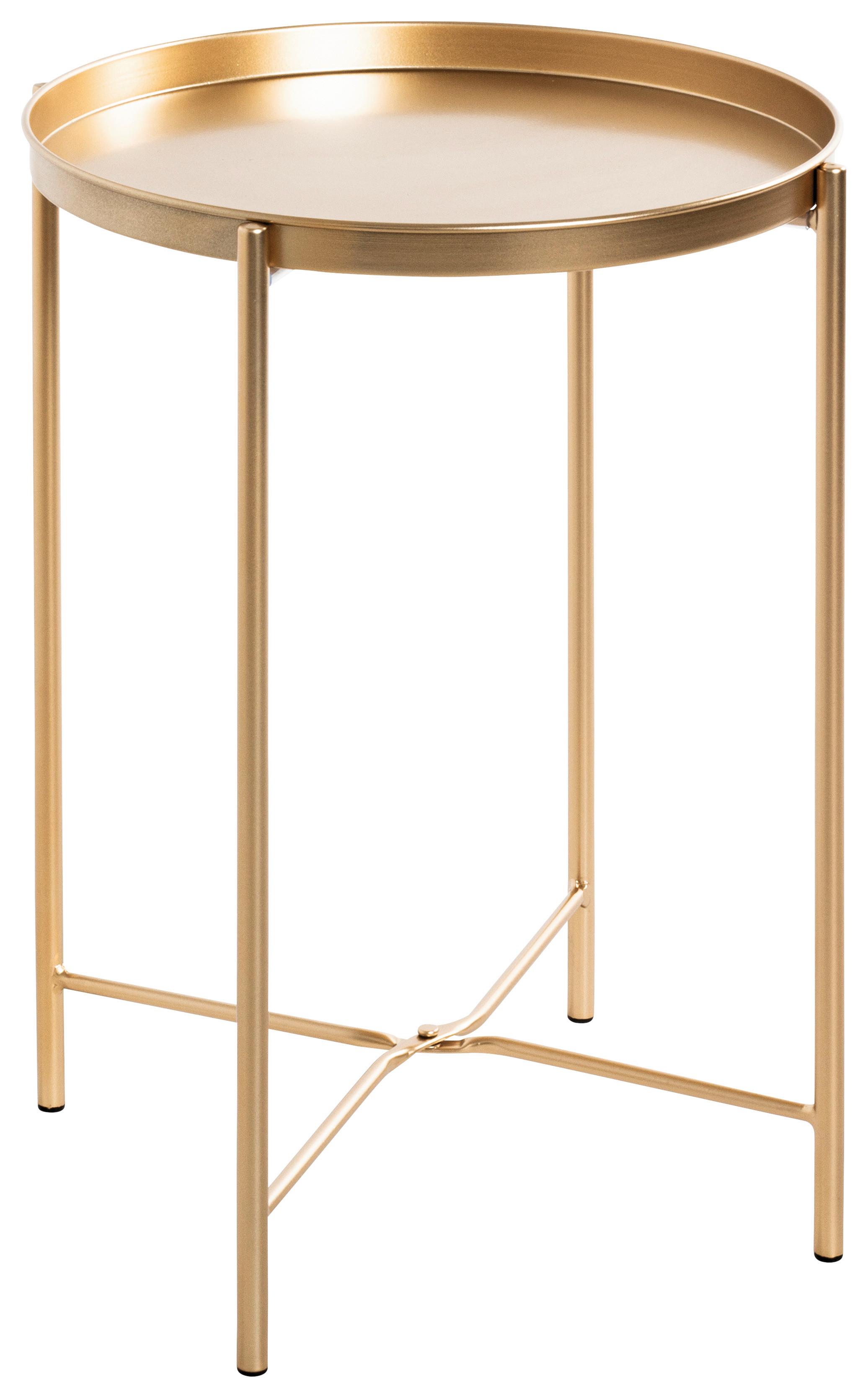 STOLIK BOCZNY MEIKE - kolor złoty, Design, metal (39/39/50cm)