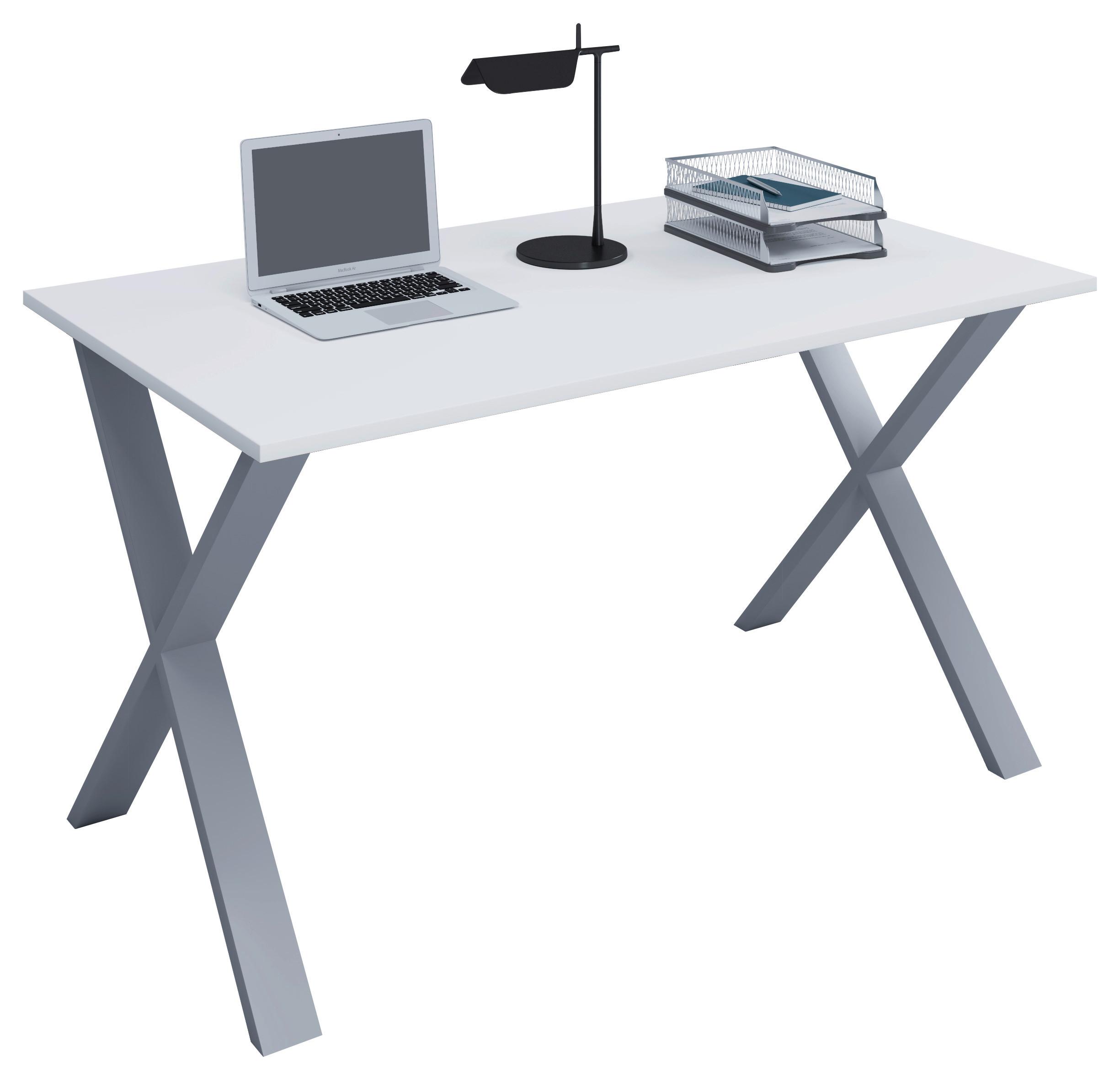 Schreibtisch Lona Silberfarben/Weiß - Silberfarben/Weiß, MODERN, Holzwerkstoff/Metall (140/50/76cm) - MID.YOU