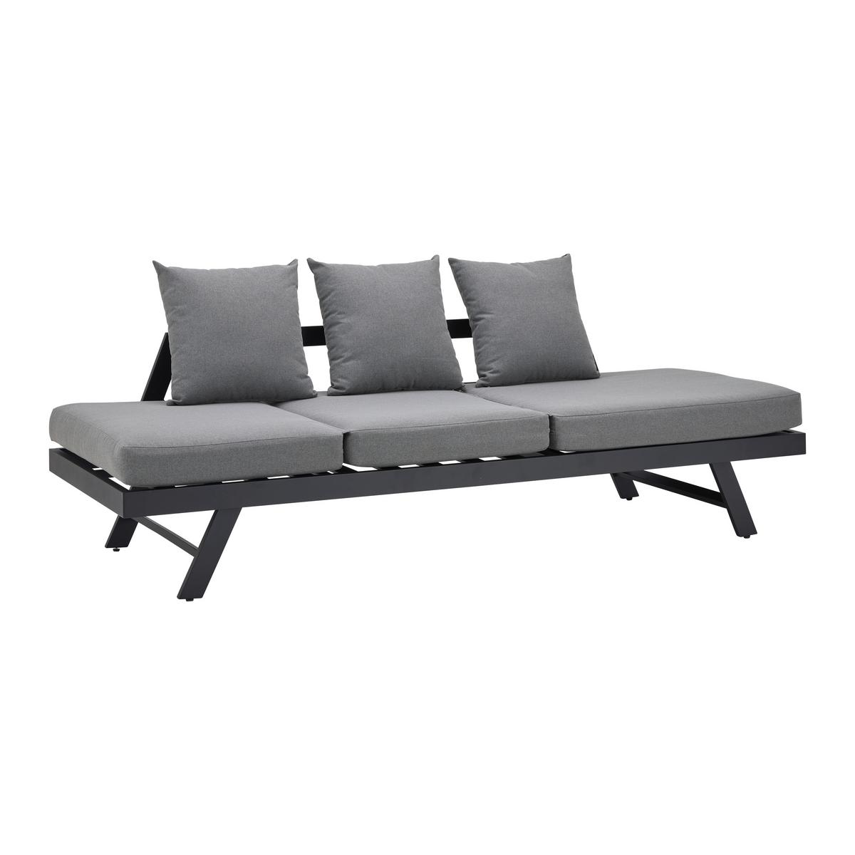 Relaxliege Ilva Blue Dunkelgrau Outdoorstoff/Metall - Dunkelgrau/Schwarz, MODERN, Textil/Metall (210/73/61cm) - Bessagi Garden