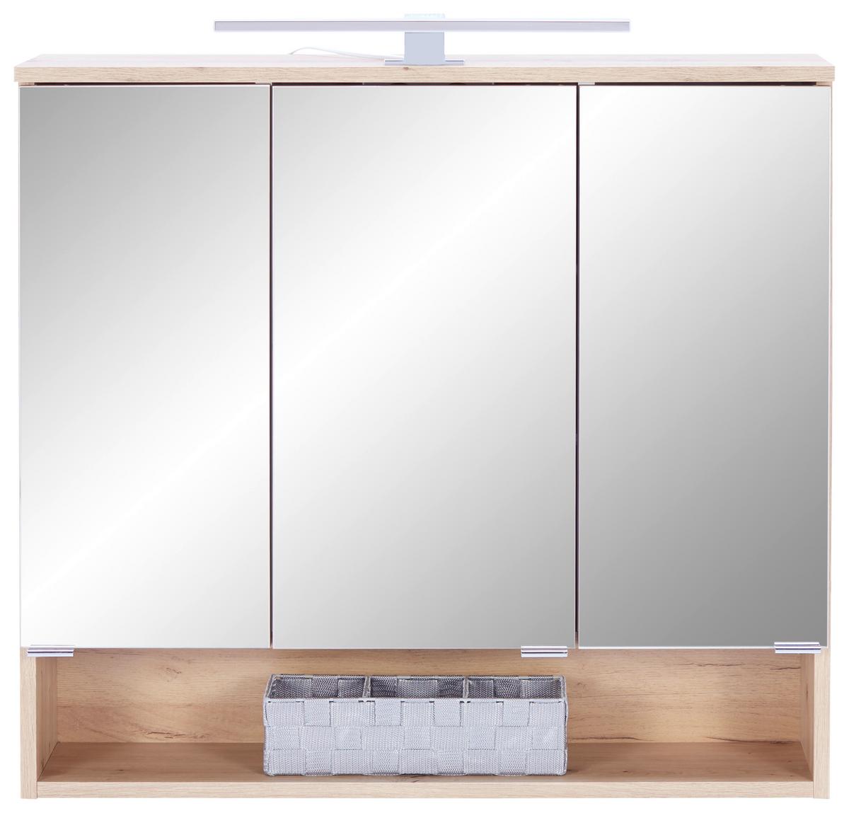 Element S Ogledalom Fresh - hrast Artisan/boje kroma, Konvencionalno, staklo/drvni materijal (80/75/20cm) - Modern Living