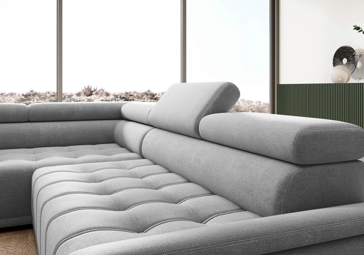 Kutna Garnitura Gremio - plavkastosiva/crna, Moderno, tekstil/plastika (106/283cm) - Modern Living