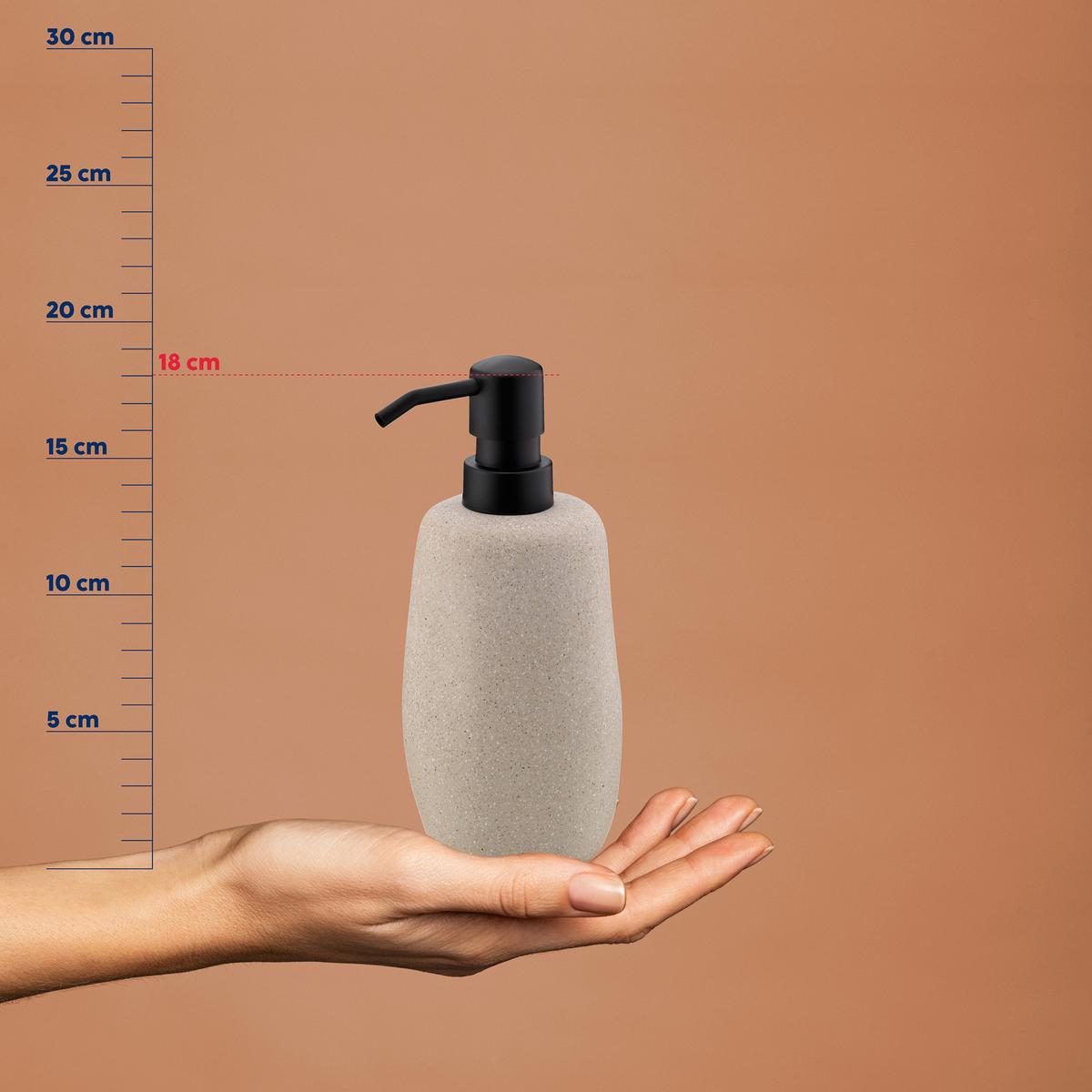 DOZOWNIK NA MYDŁO 23680 - beżowy, Basics, kamień (7,5/7,5/18cm) - Kela