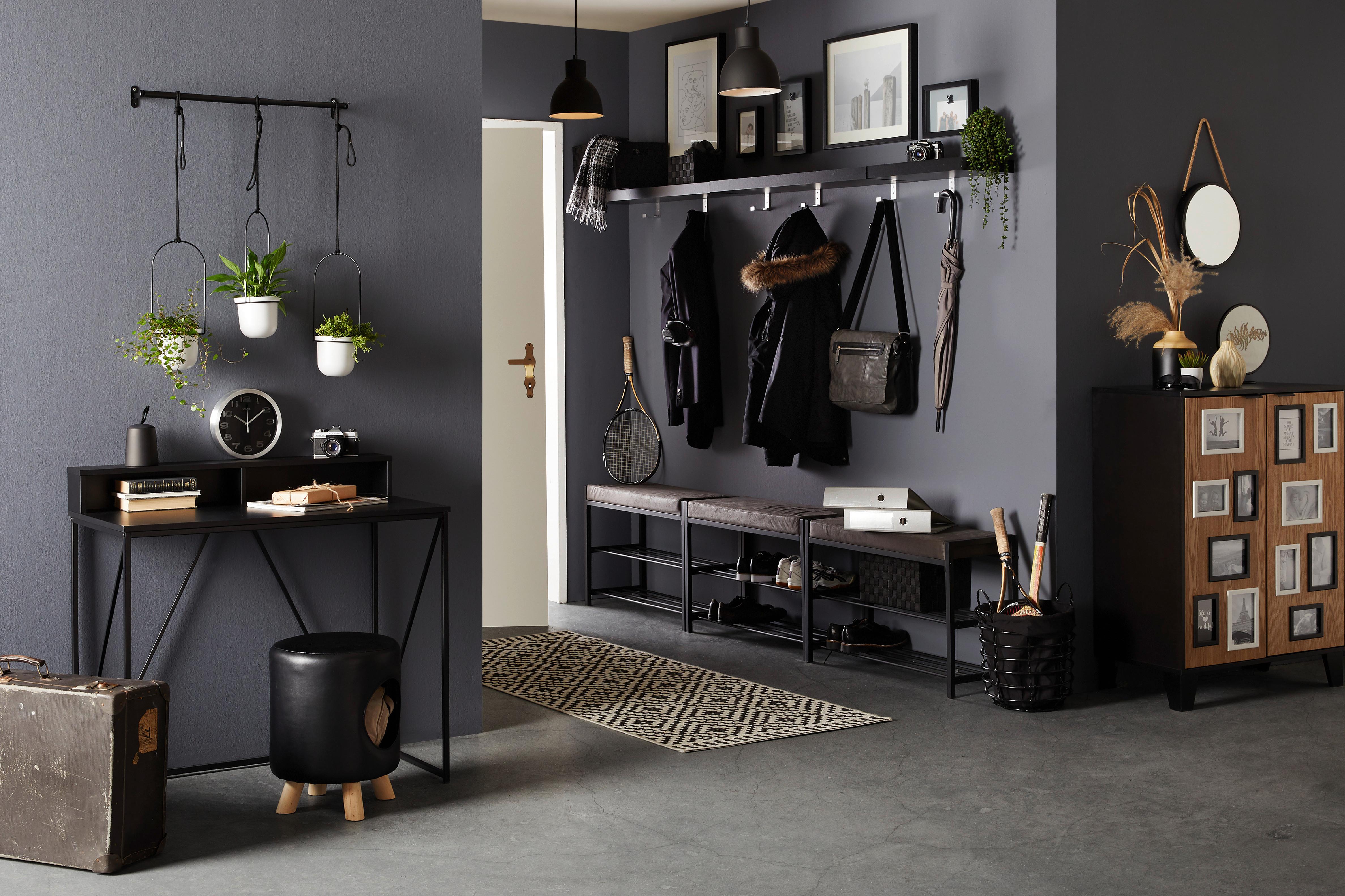 HALLBÄNK ELLIE II -SB- - mörkgrå/vit, Modern, metall/textil (80/52/30cm) - Mömax