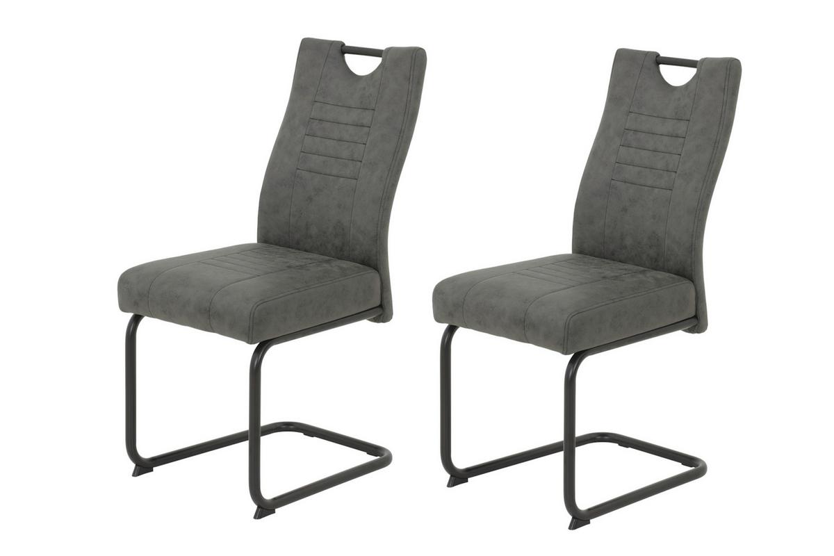 SCHWINGSTUHL-SET JUPITER S 2ER-SET - Anthrazit/Schwarz, MODERN, Textil/Metall (45/94/60cm) - MID.YOU