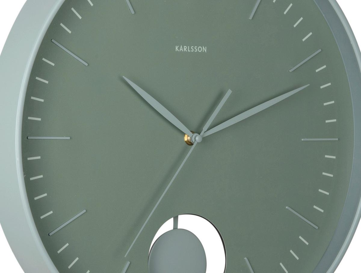 ZEGAR ŚCIENNY GRATO PENDULUM - jadeitowa zieleń, Basics, tworzywo sztuczne (41cm) - Karlsson
