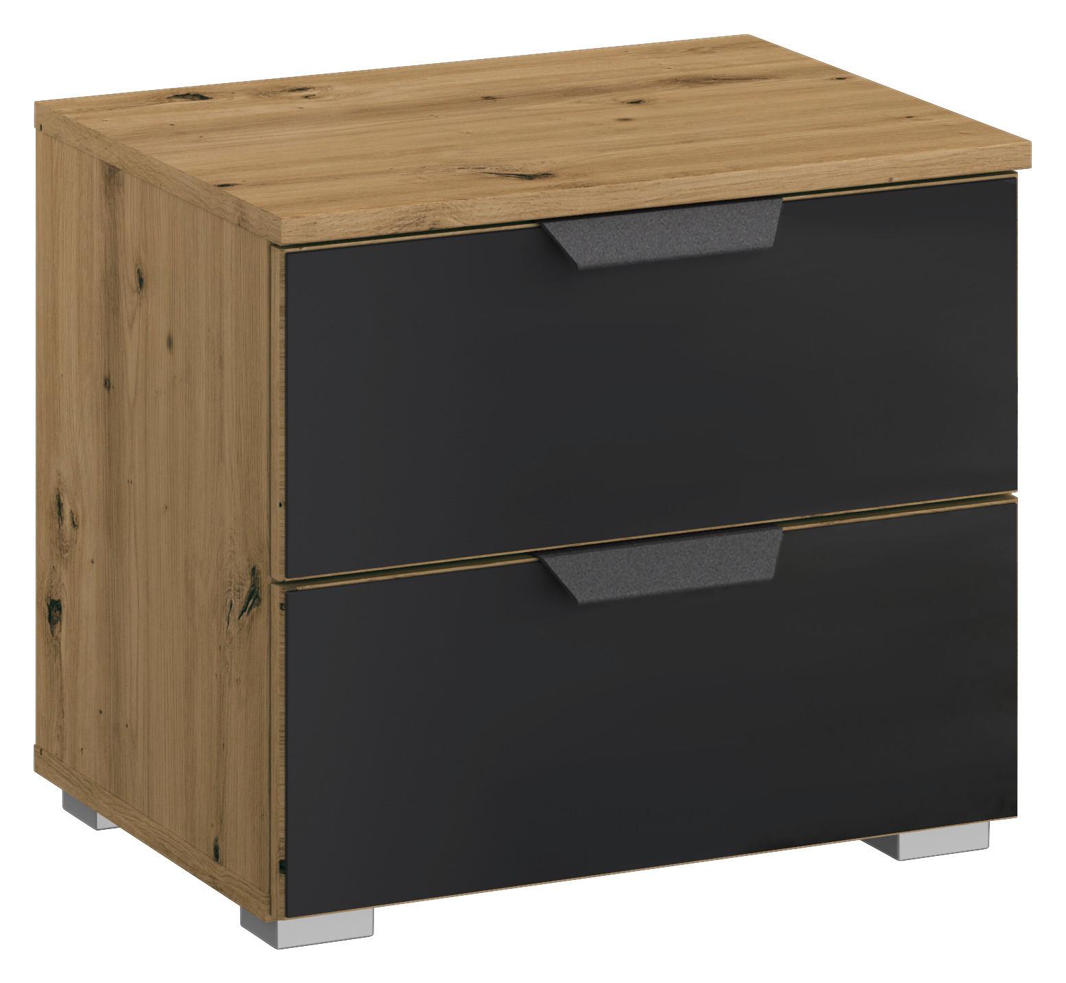 Nočna Omarica Artemis, Barva Hrasta, Črna - siva/barve aluminija, Moderno, kovina/umetna masa (47/43/42cm) - Rauch Möbel