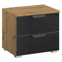 Nočna Omarica Artemis, Barva Hrasta, Črna - siva/barve aluminija, Moderno, kovina/umetna masa (47/43/42cm) - Rauch Möbel