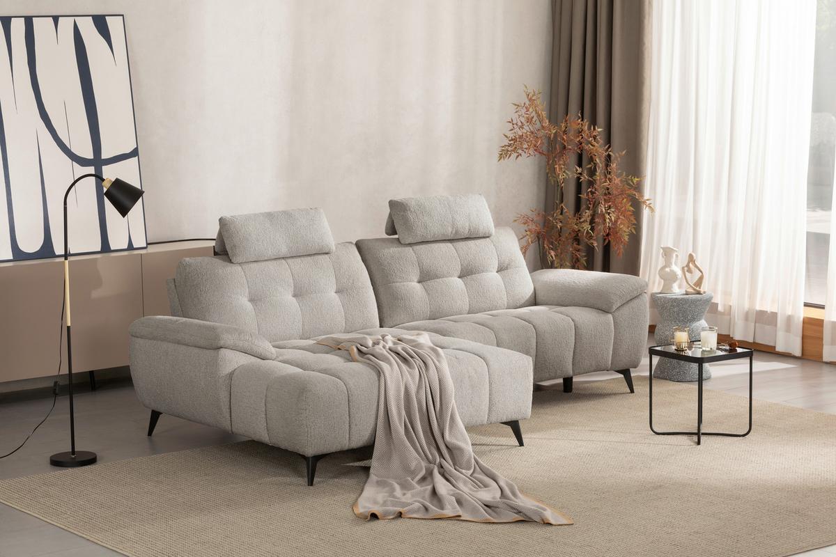 Wohnlandschaft Venice Weiß - Schwarz/Weiß, MODERN, Holz/Textil (156/268cm) - Premium Living