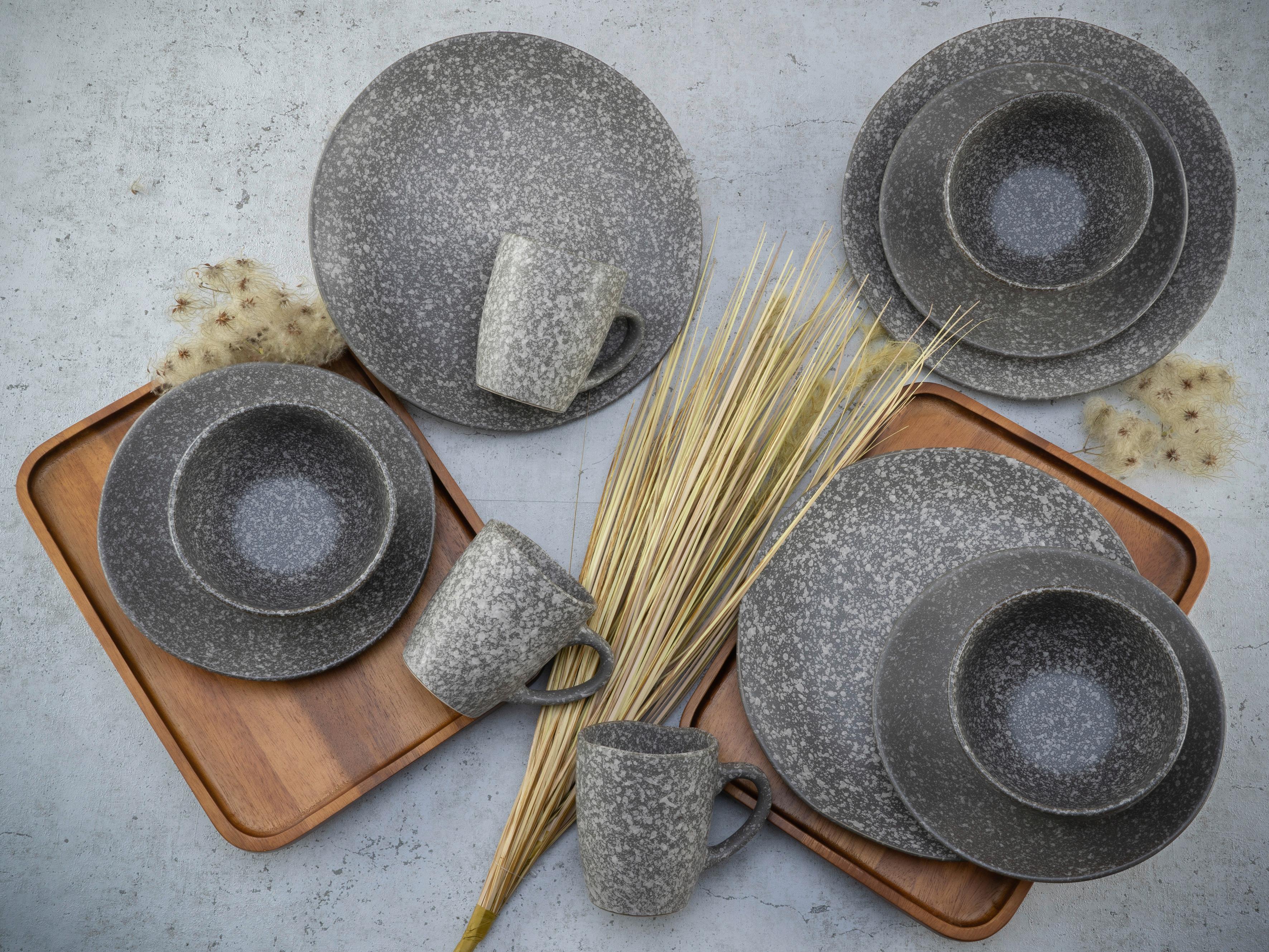 Kombiservice Granit in Grau, 16-teilig - Grau, MODERN, Keramik (34/30/32cm) - Creatable