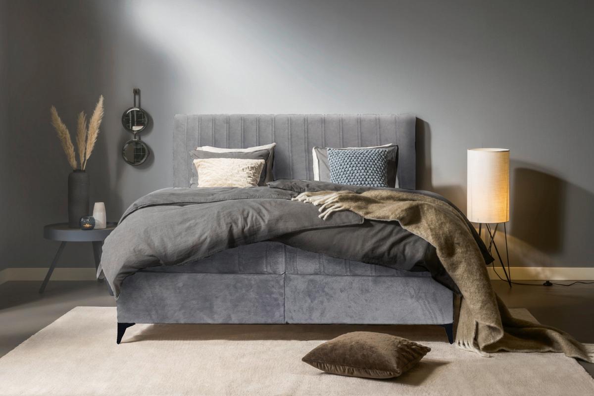 Boxspring Ágy Rapid 160 - szürke, Modern, faalapú anyag/textil (160/200cm)