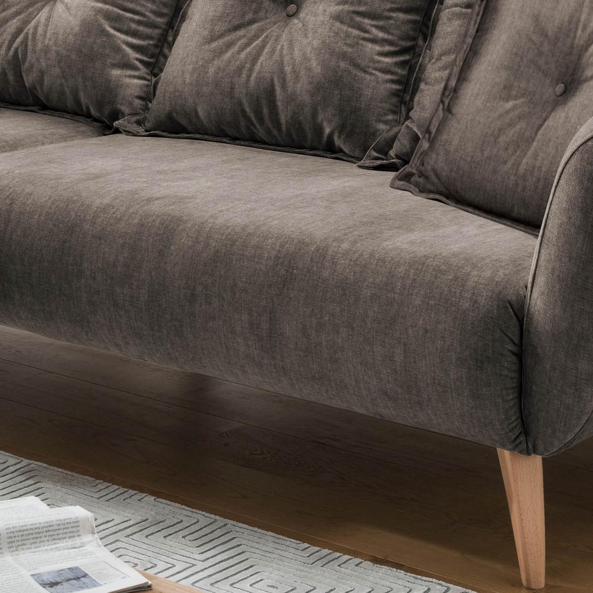 Wohnlandschaft Baggio Braun Velours - Buchefarben/Braun, MODERN, Holz/Textil (162/277cm) - Livetastic