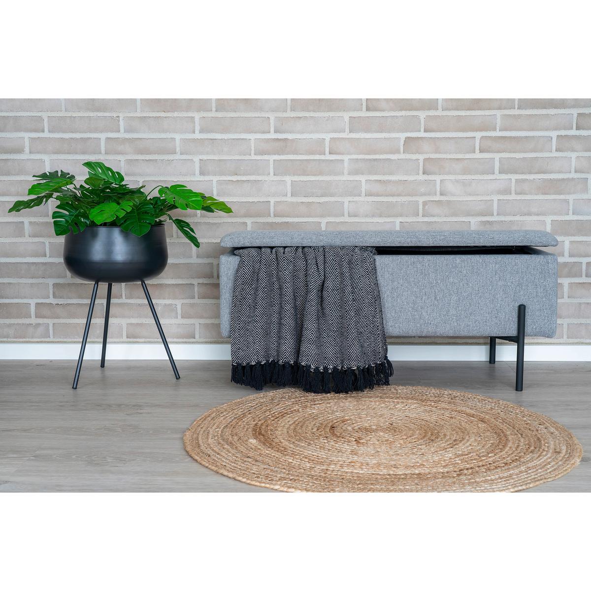 Truhenbank Watford Hellgrau - Hellgrau/Schwarz, Design, Textil/Metall (95/43/36,5cm) - MID.YOU