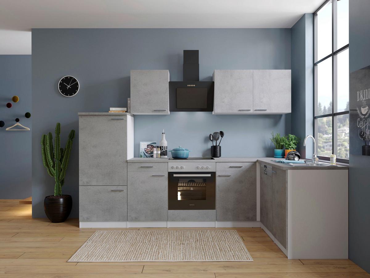 Kotna Kuhinja Z Aparati Malia, 280x172cm - barve nerjavečega jekla/siva, Basics, kovina/leseni material (280/172cm) - Respekta